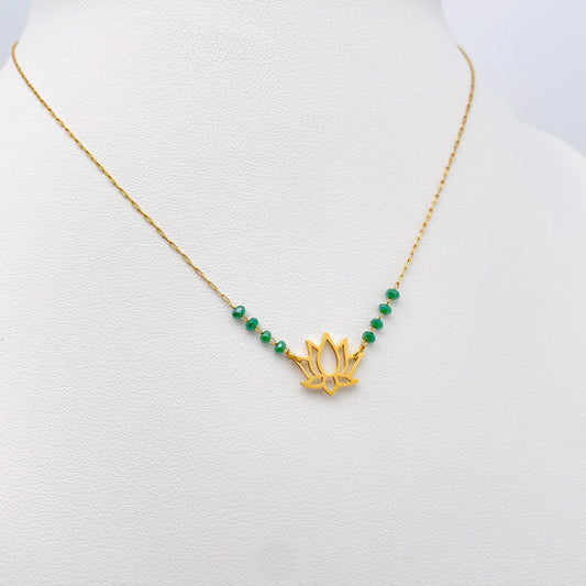Collier Lotus perles verte