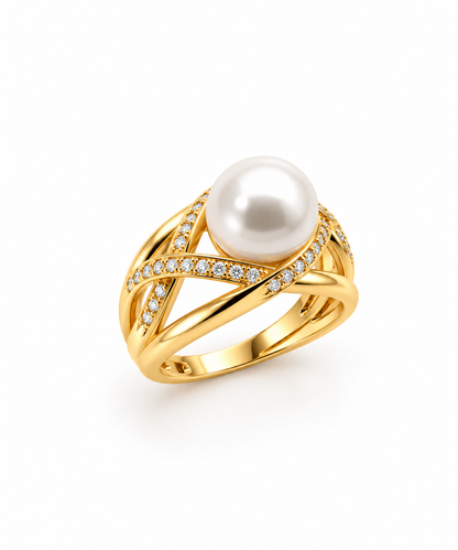 Bague perle dorée