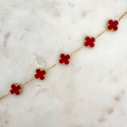 Bracelet Trèfle Maelya rouge coquelicot