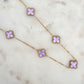 Collier Trèfle Maelya mauve