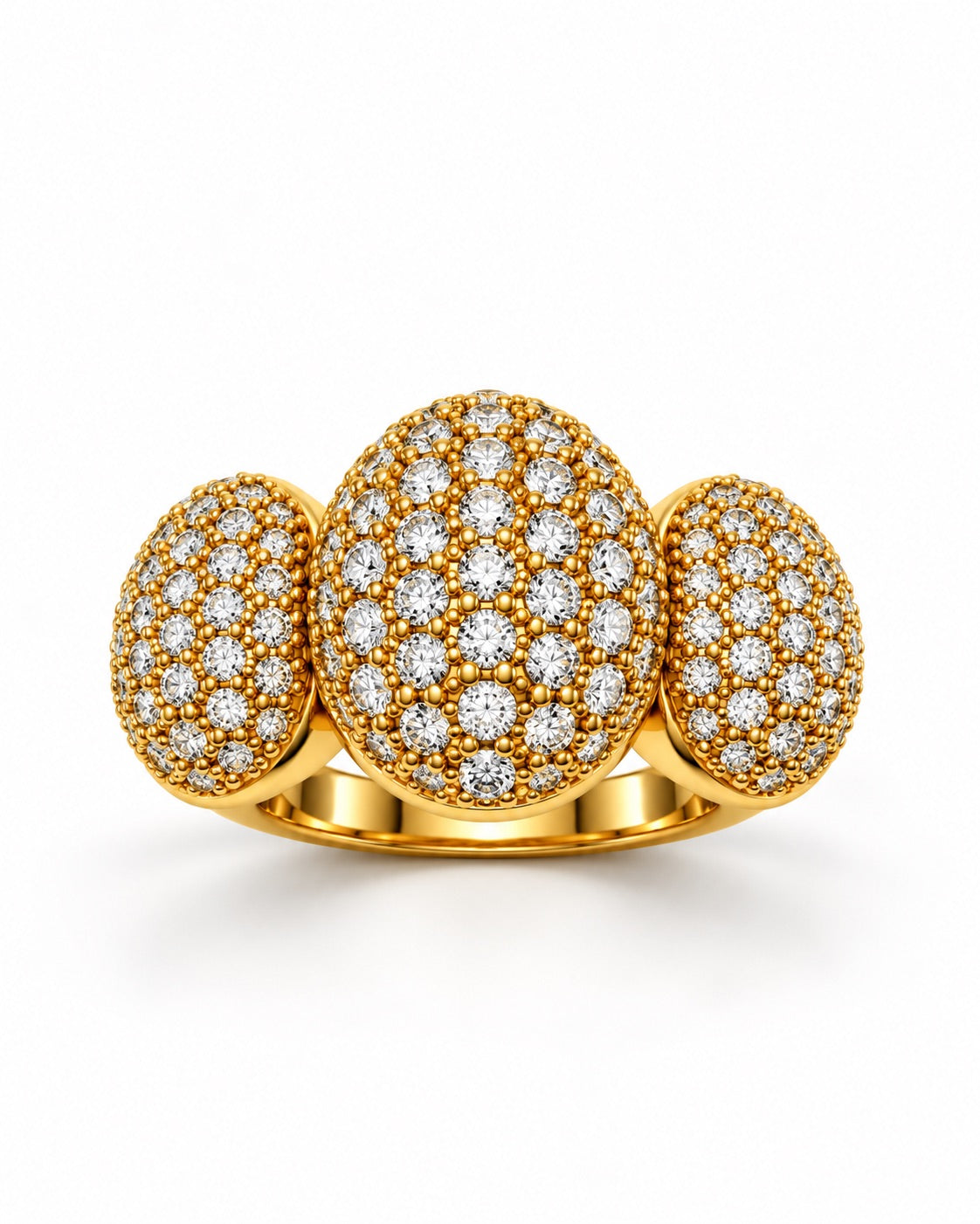 Bague dorée ovales zirconiums