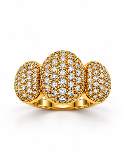 Bague dorée ovales zirconiums
