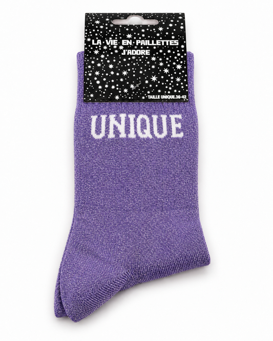 Chaussettes à Paillettes Message " Unique"