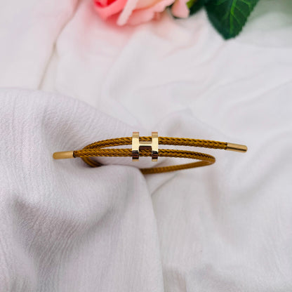 Bracelet Cordon lettre H doré