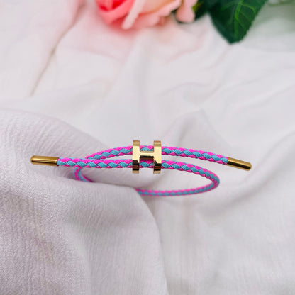 Bracelet Cordon lettre H doré