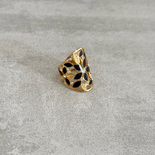 Bague Fleur Noir