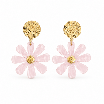 Boucles d'oreilles Fleur rose