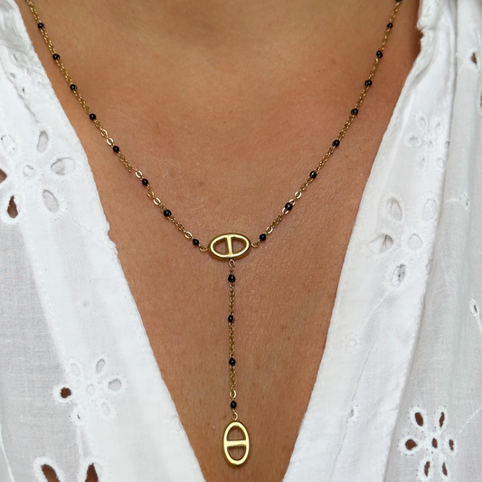Collier Marine perles noir