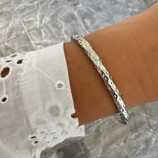 Bracelet jonc Rosa  argenté