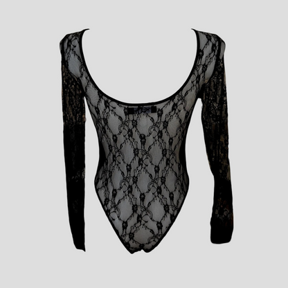 Body dentelle noire transparent – manches longues