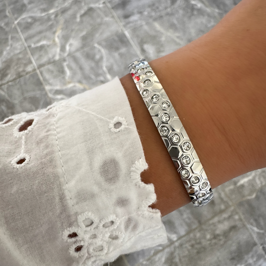 Bracelet jonc Lorie argenté