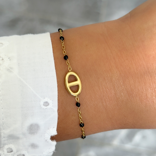 Bracelet Marine perles noir