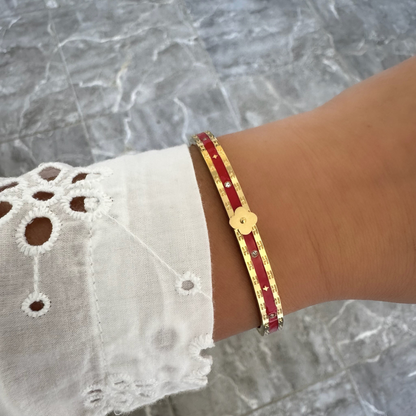 Bracelet jonc Flora rouge