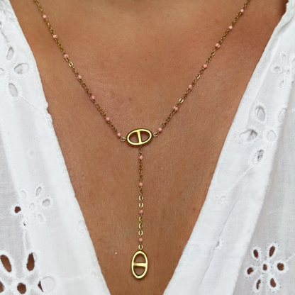 Collier Marine perles rose