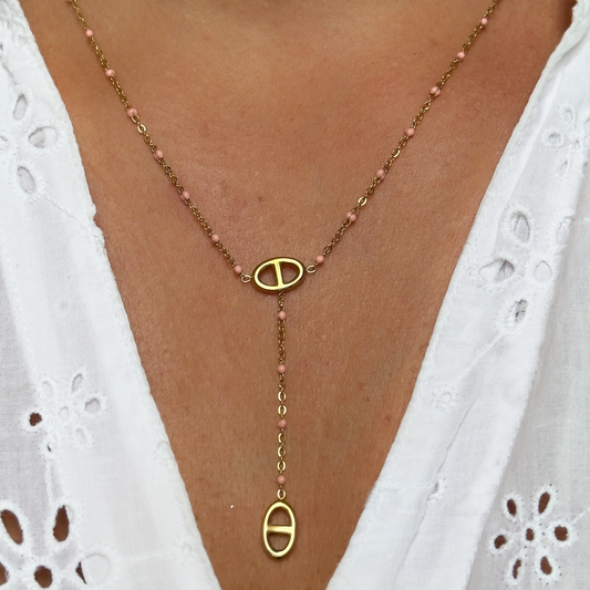Collier Marine perles rose