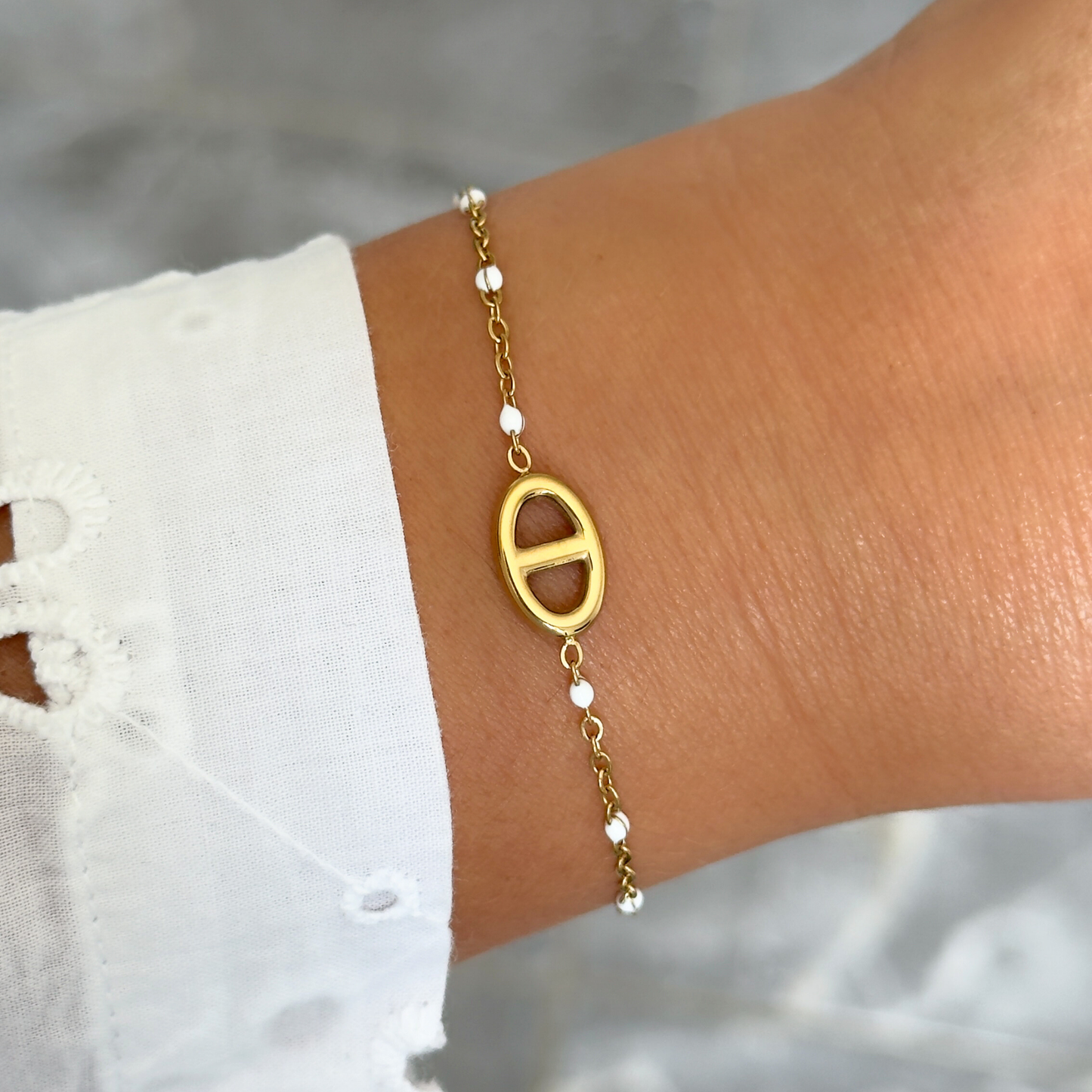Bracelet Marine perles blanc