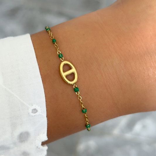 Bracelet Marine perles vert