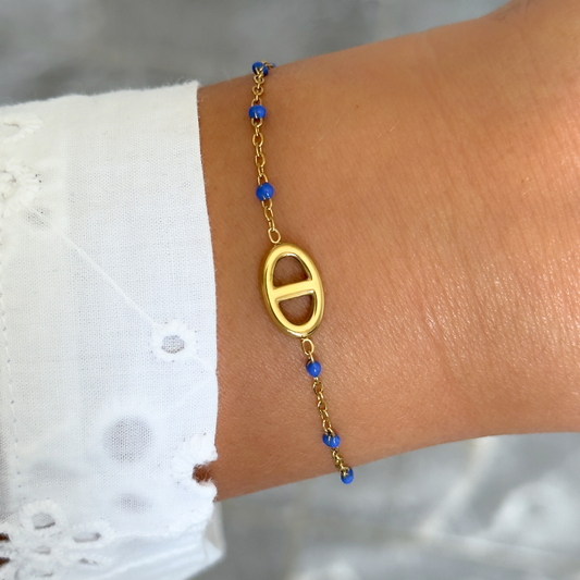 Bracelet Marine perles bleu foncé