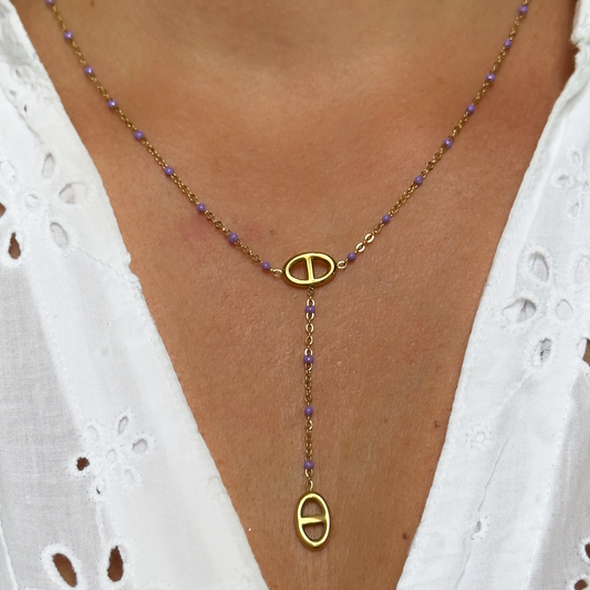 Collier Marine perles violet