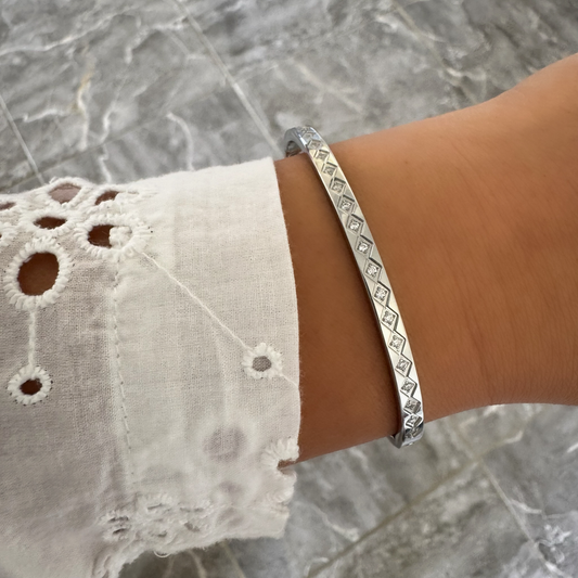 Bracelet jonc Cathie argenté