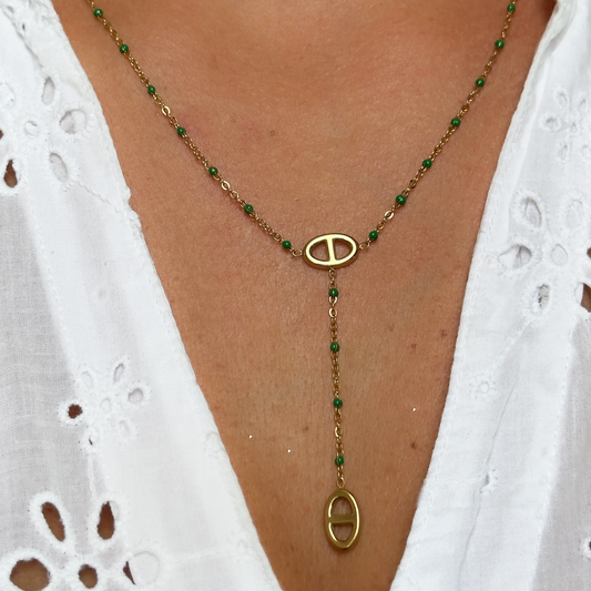 Collier Marine perles vert