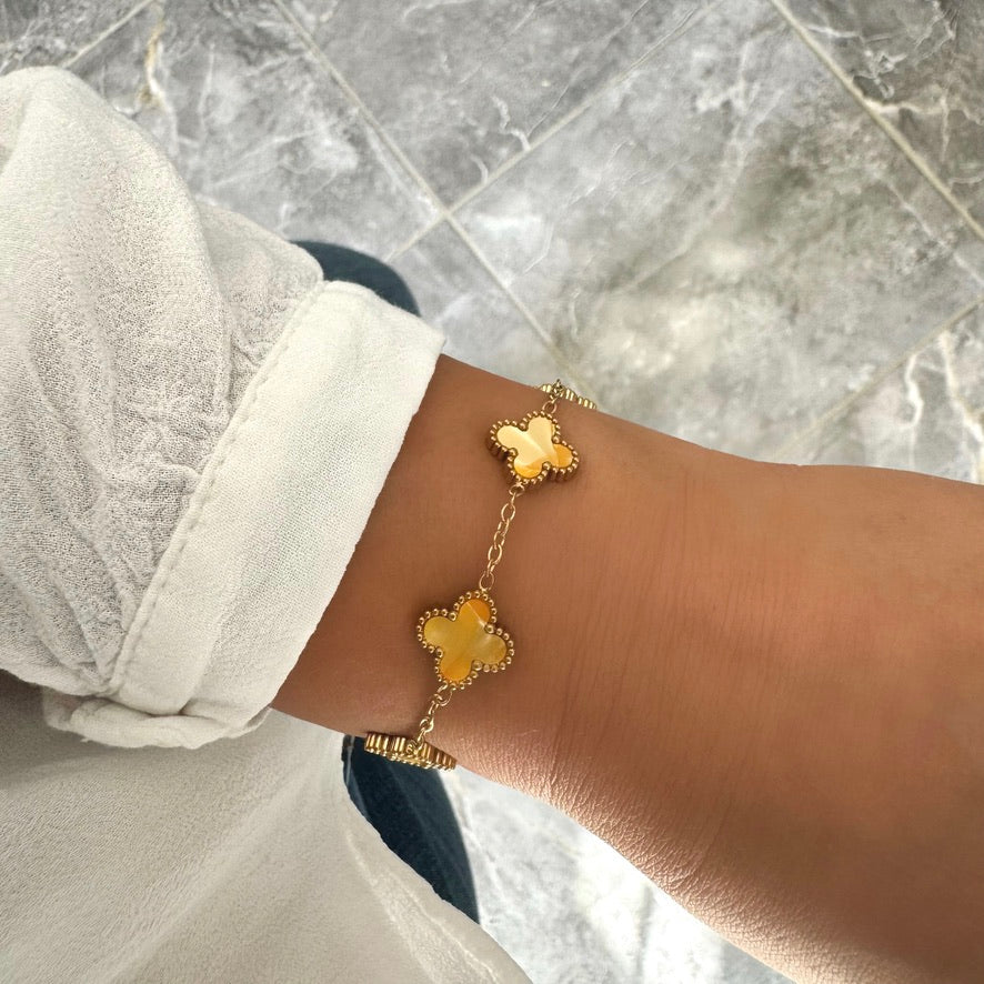 Bracelet Trèfle Maelya jaune doré