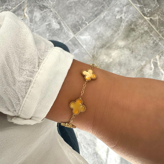 Bracelet Trèfle Maelya jaune doré