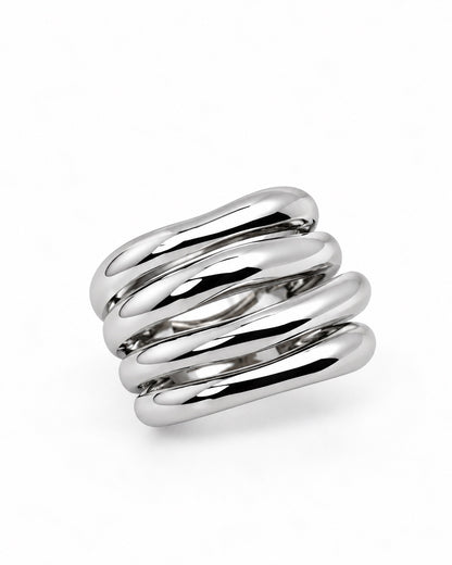 Bague argentée anneaux