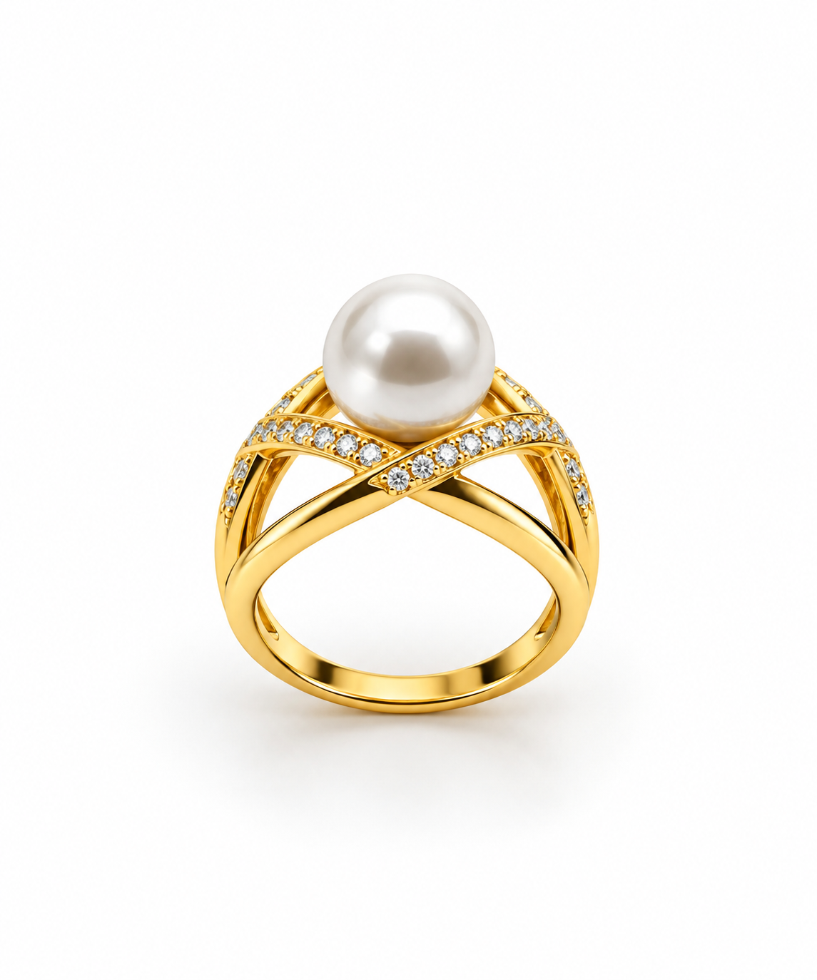 Bague perle dorée