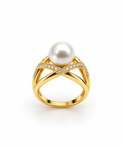 Bague perle dorée