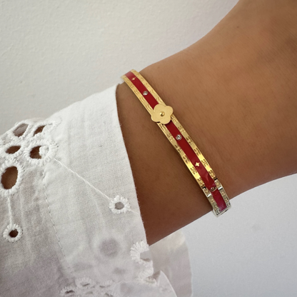 Bracelet jonc Flora rouge