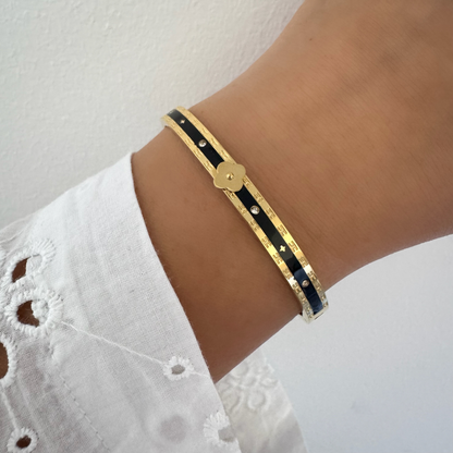 Bracelet jonc Flora noir