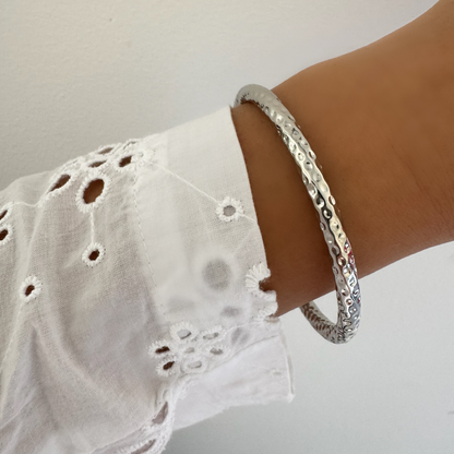 Bracelet jonc Rosa  argenté