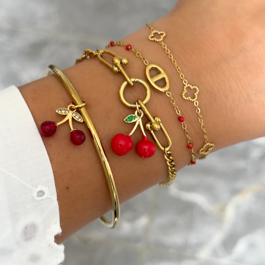 Bracelet Marine perles rouge