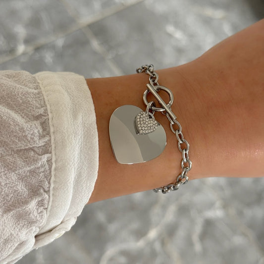 Bracelet Breloques Maxi Coeur argenté