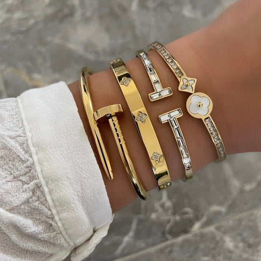 Bracelet jonc Clou doré