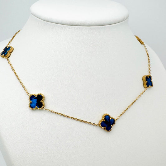 Collier Trèfle Maelya bleu