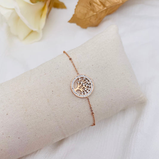Bracelet Arbre de vie bille rose