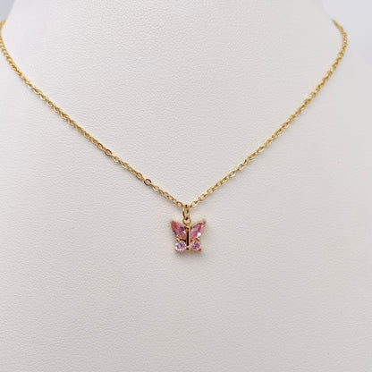 Collier Petit Papillon rose