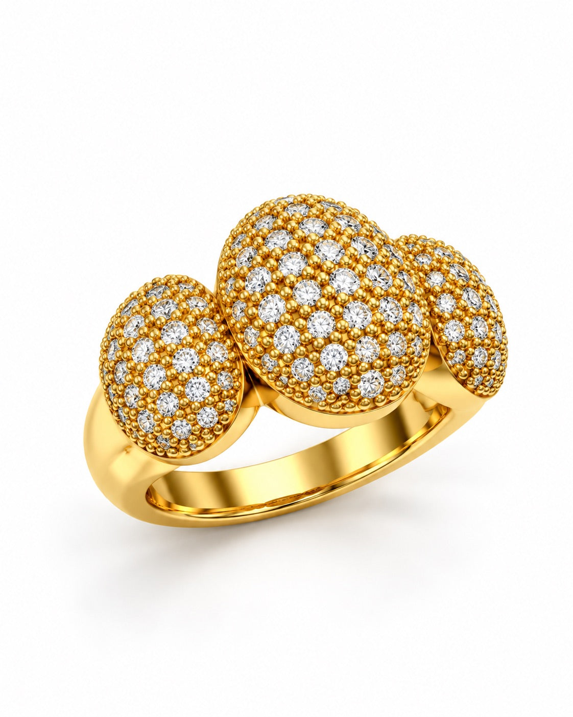 Bague dorée ovales zirconiums