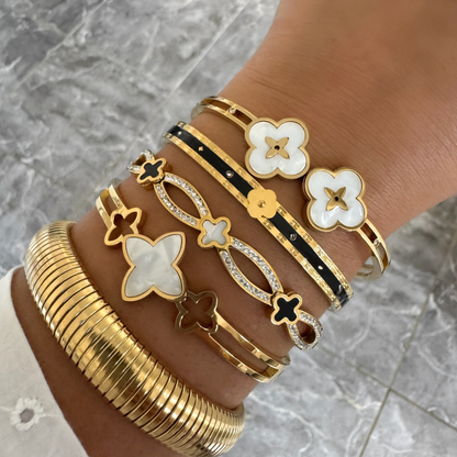 Bracelet jonc Flora noir