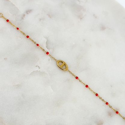 Bracelet Marine perles rouge