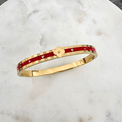 Bracelet jonc Flora rouge