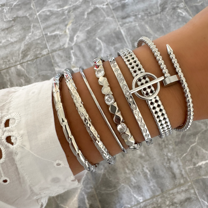 Bracelet jonc Cathie argenté