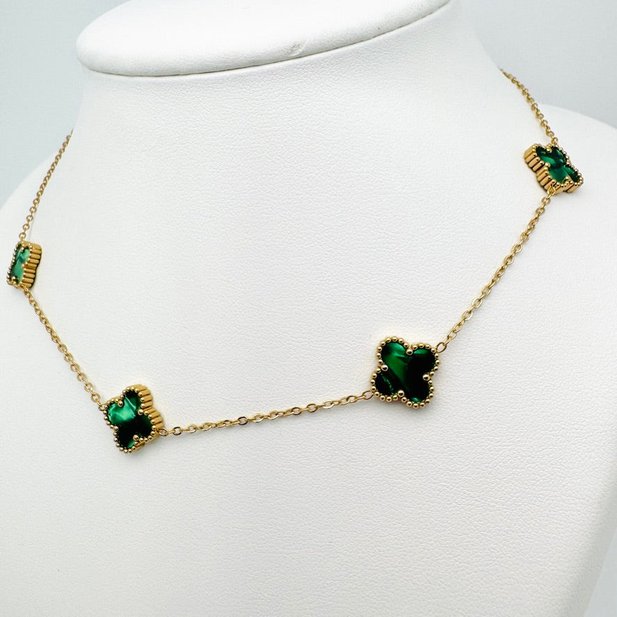 Collier Trèfle Maelya Vert