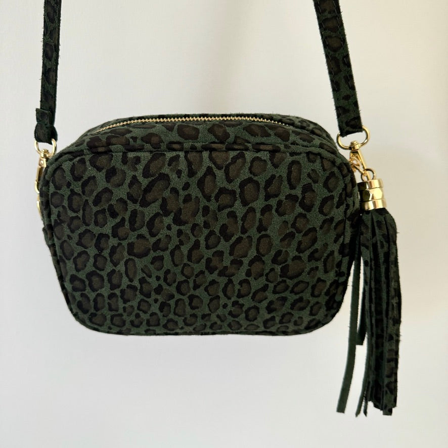 Sac Léo en cuir nubuck vert