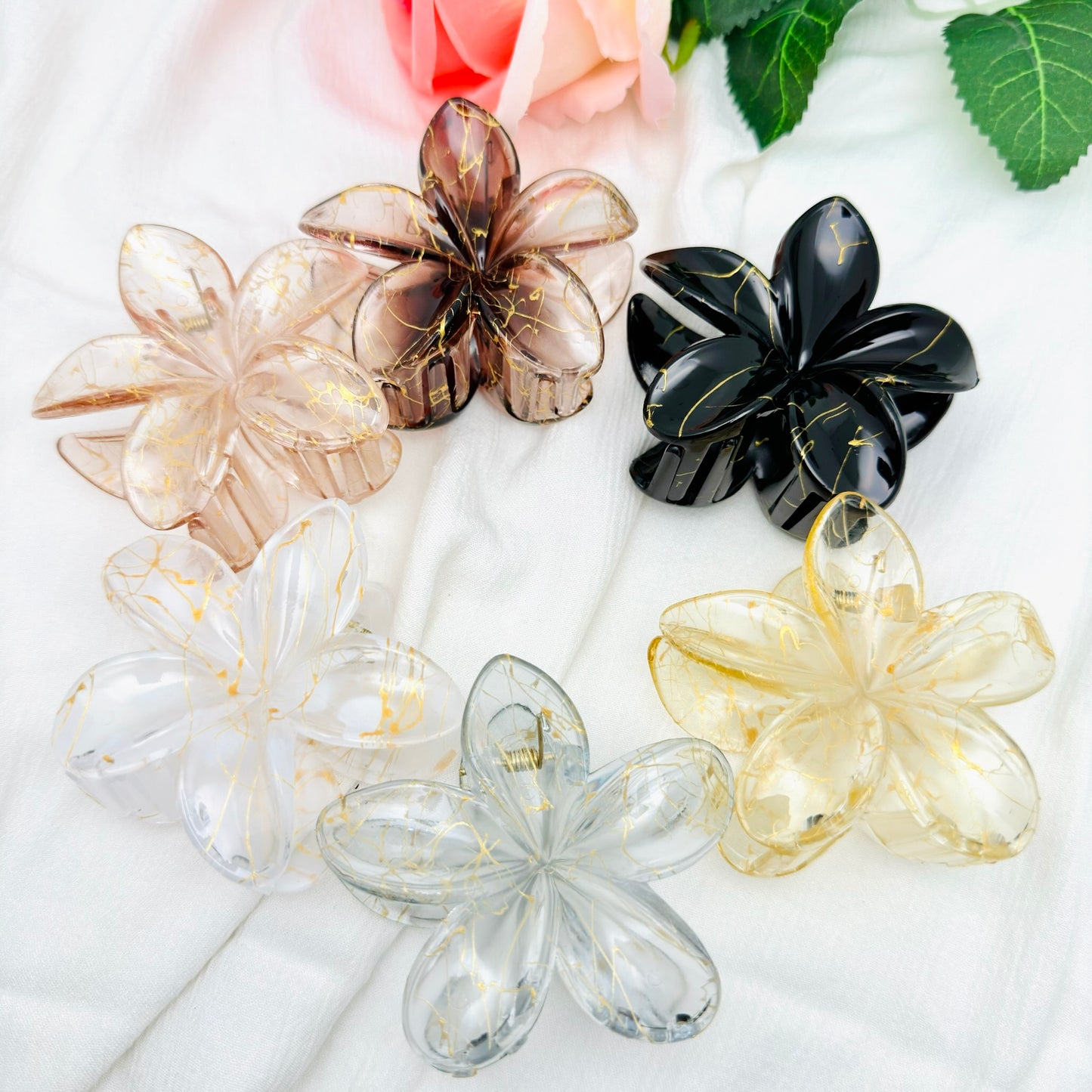 Pince à cheveux Fleur marbré