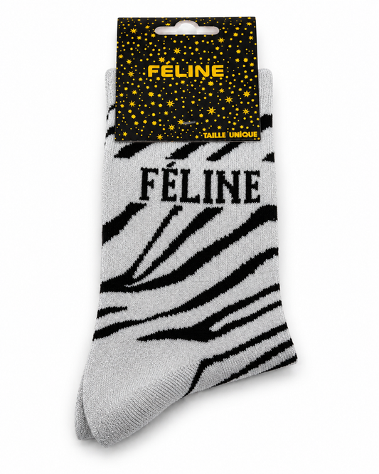 Chaussettes à Paillettes Message " Féline"
