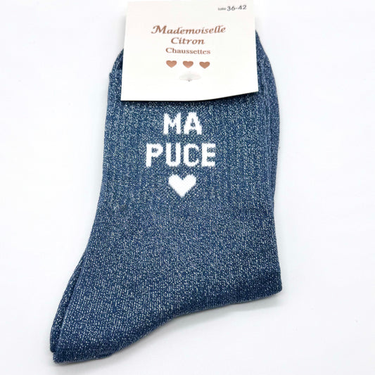 Chaussettes à Paillettes "Ma puce 💛"