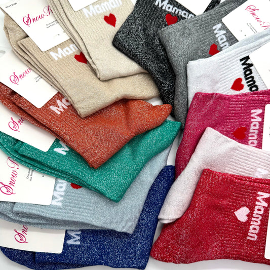 Chaussettes à Paillettes à Message " Maman  ♥️"